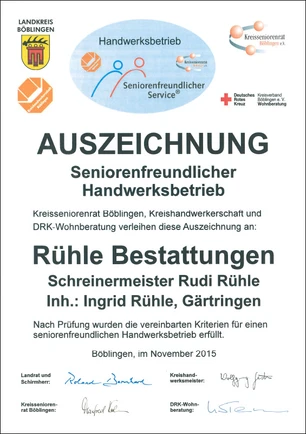 Auszeichnung seniorenfreundlicher Service
